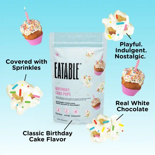 Birthday Cake Pops White Chocolate Rainbow Popcorn