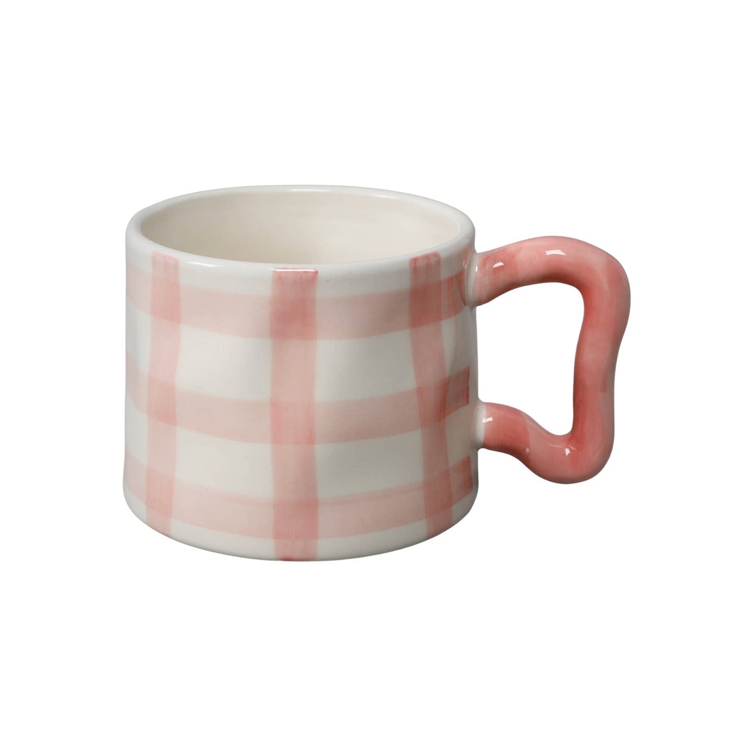 Pink Gingham Ceramic Mug