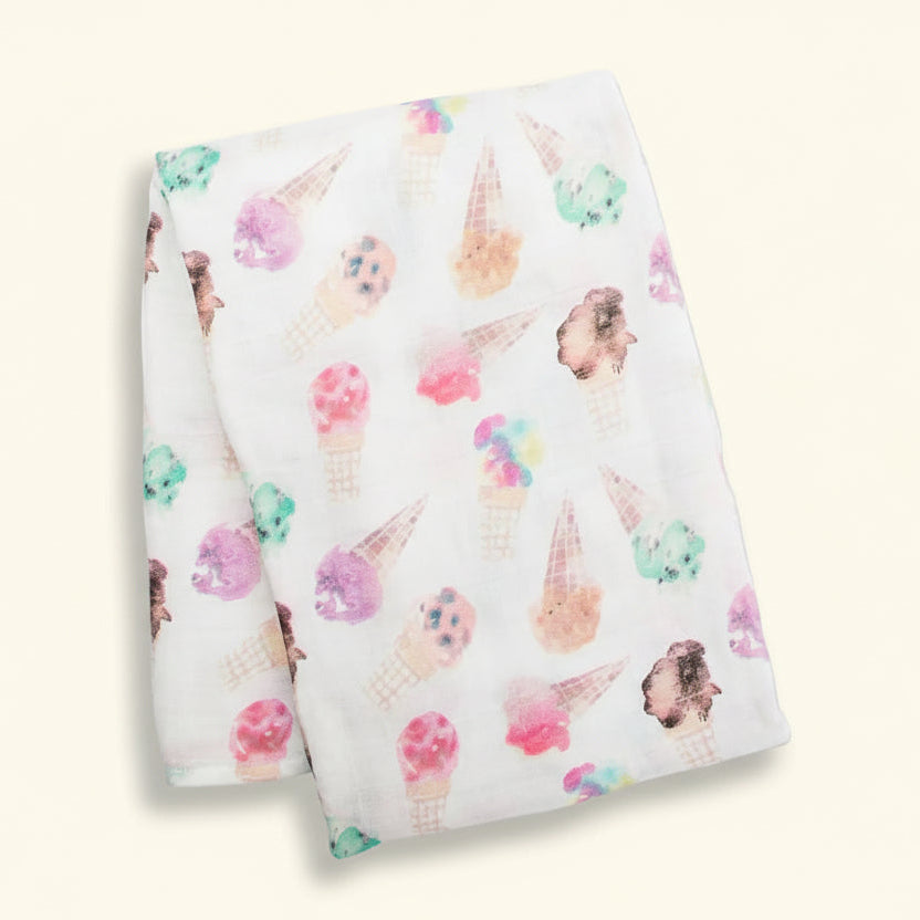 Muslin Bamboo Swaddle Blanket – Ice Cream