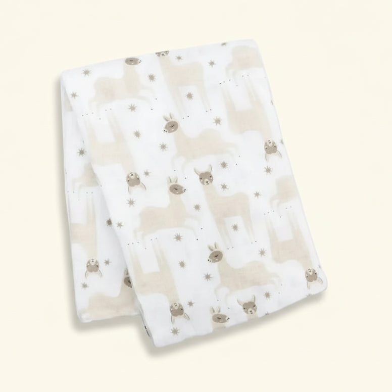 Muslin Swaddle Blanket | Llama  