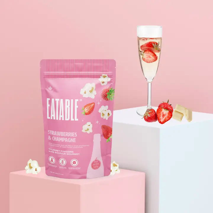 Strawberries & Champagne White Chocolate Popcorn