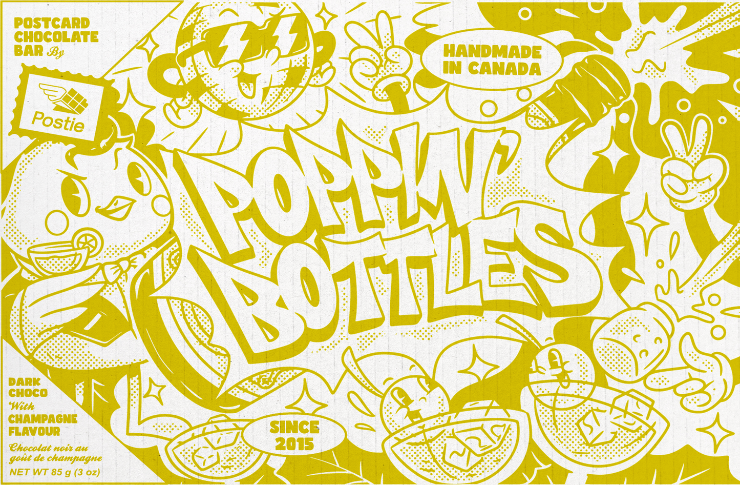 Poppin' Bottles Vegan Dark Postcard Chocolate Bar