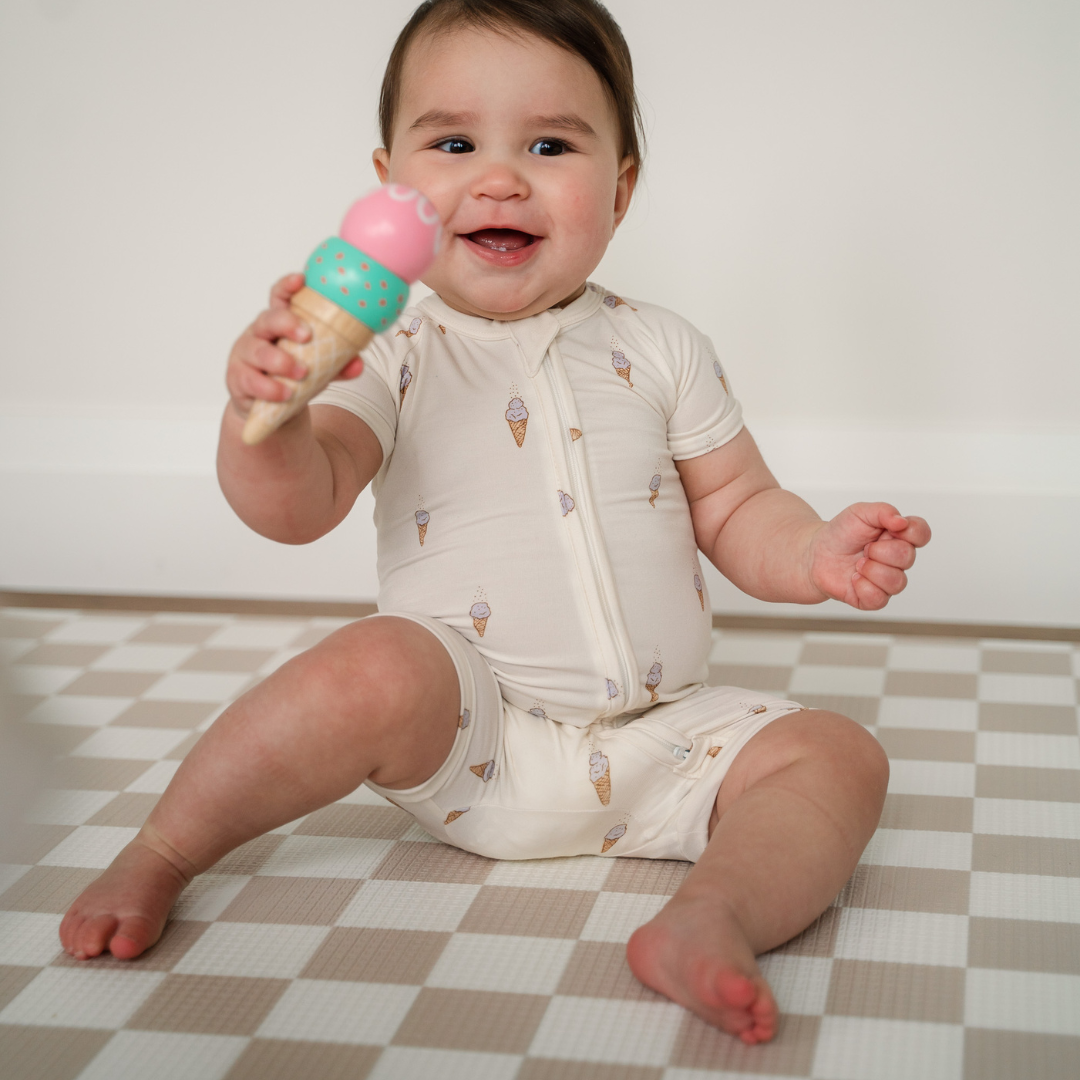 Bamboo Shortie Playsuit | Alaskan Blue