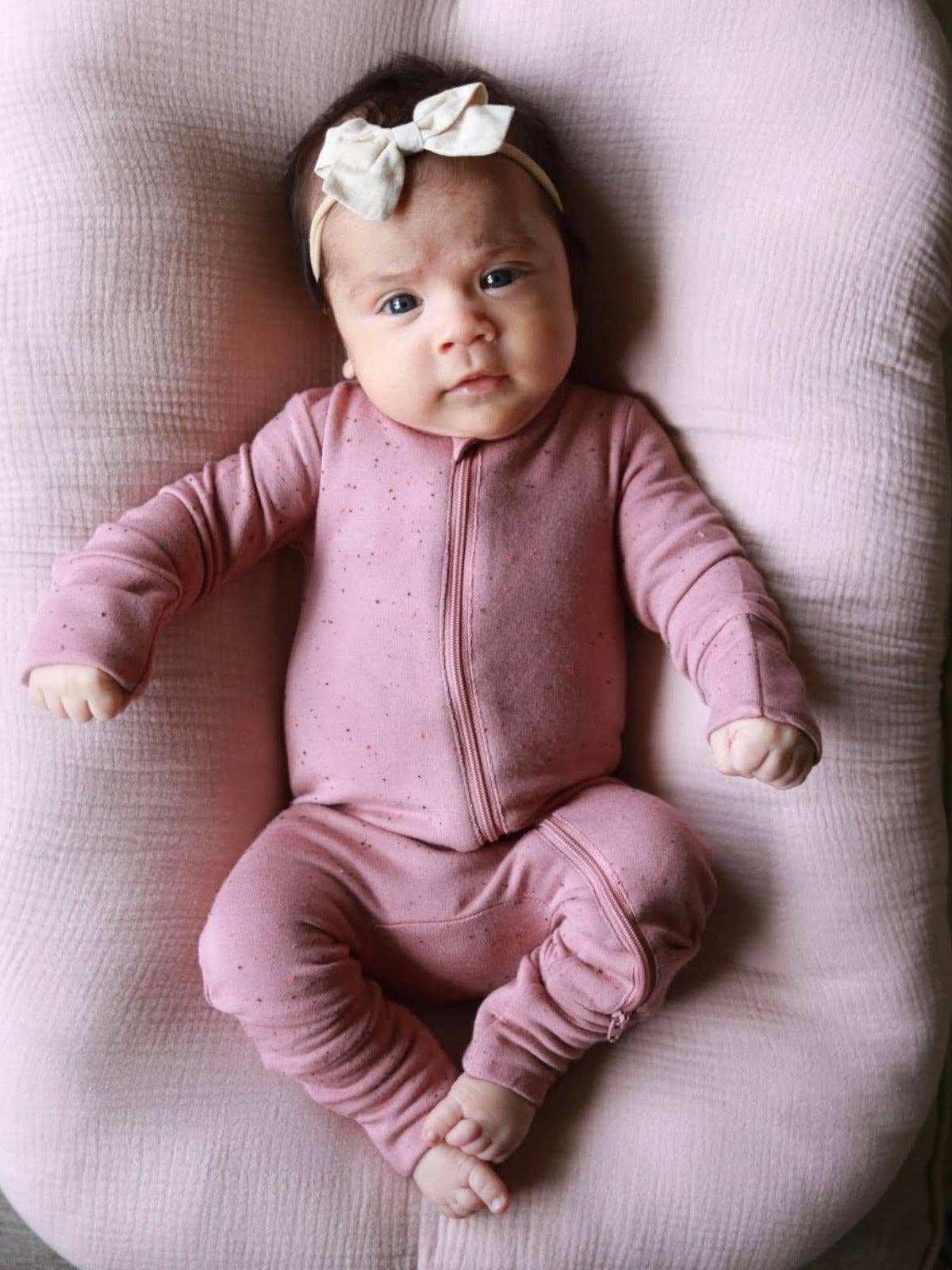 Speckle 2-Way Zip Romper | Mauve