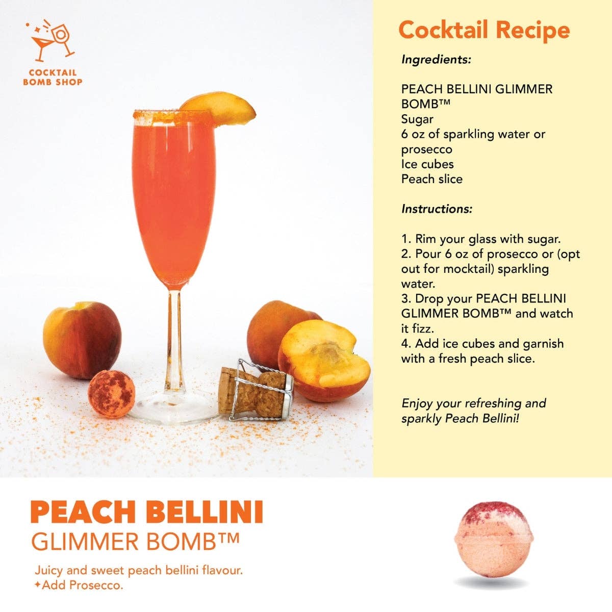 Peach Bellini Cocktail Bombs