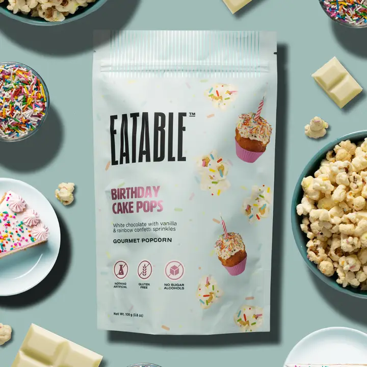 Birthday Cake Pops White Chocolate Rainbow Popcorn