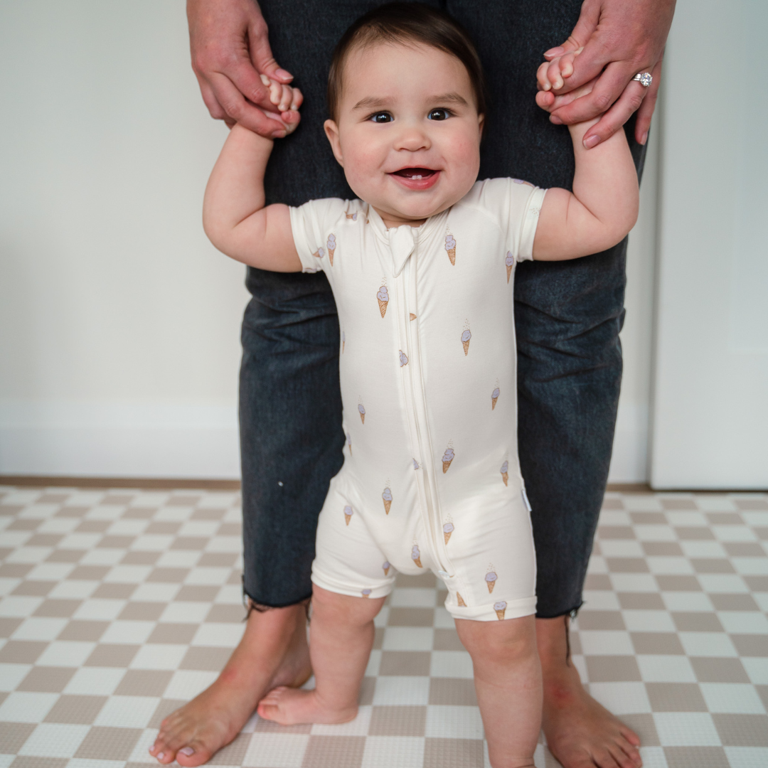 Bamboo Shortie Playsuit | Alaskan Blue