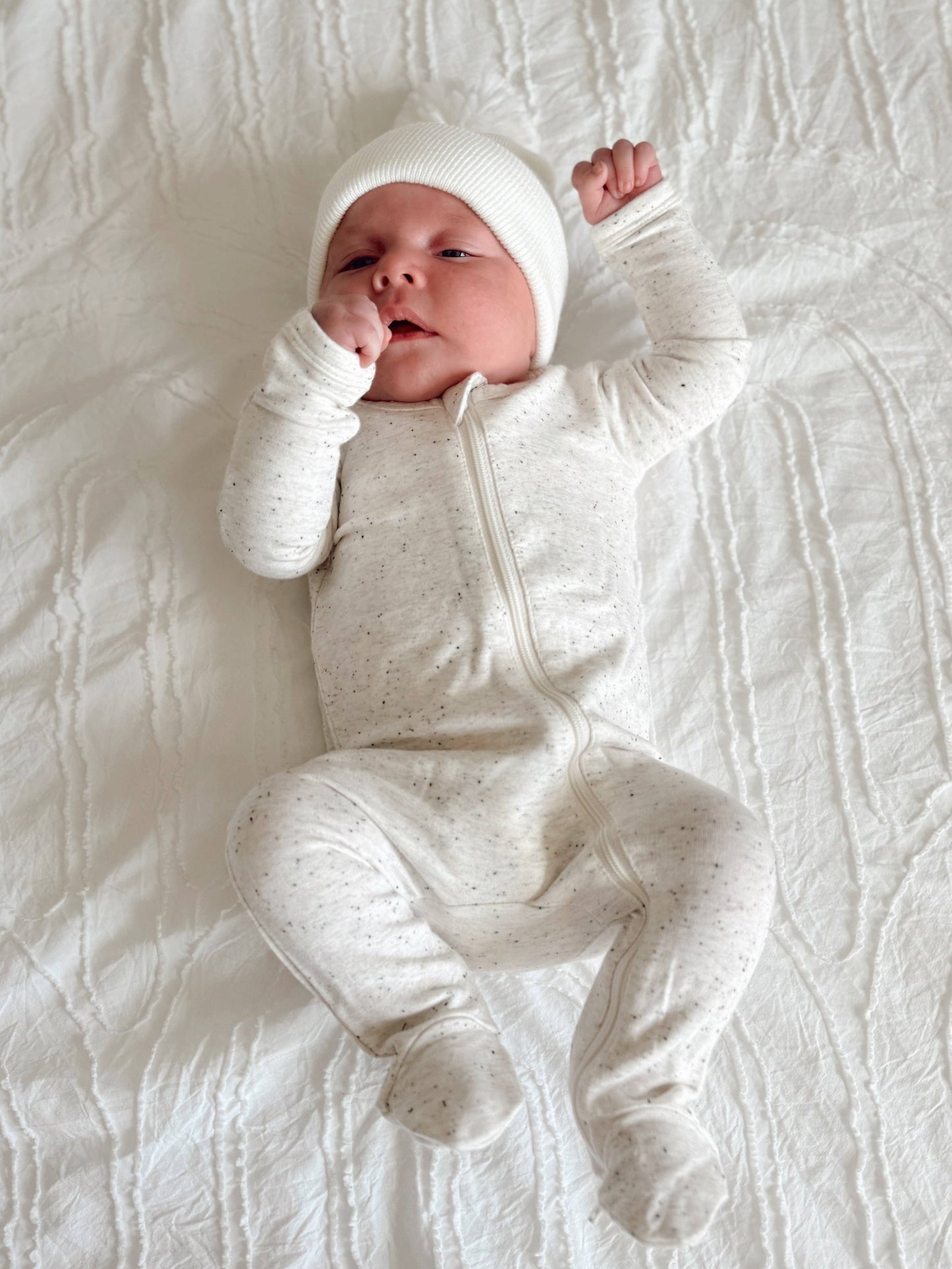 Speckle 2-Way Footed Zip Onesie | Dove