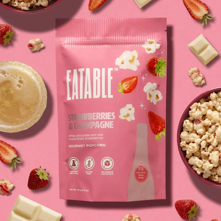 Strawberries & Champagne White Chocolate Popcorn