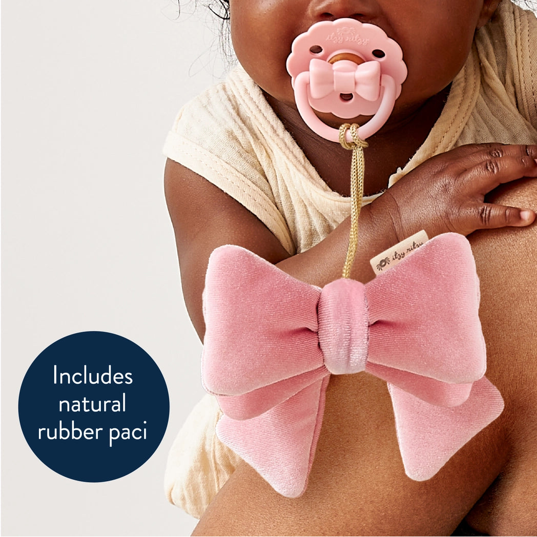 Bitzy Pal Natural Rubber Pacifier & Plush - Bow