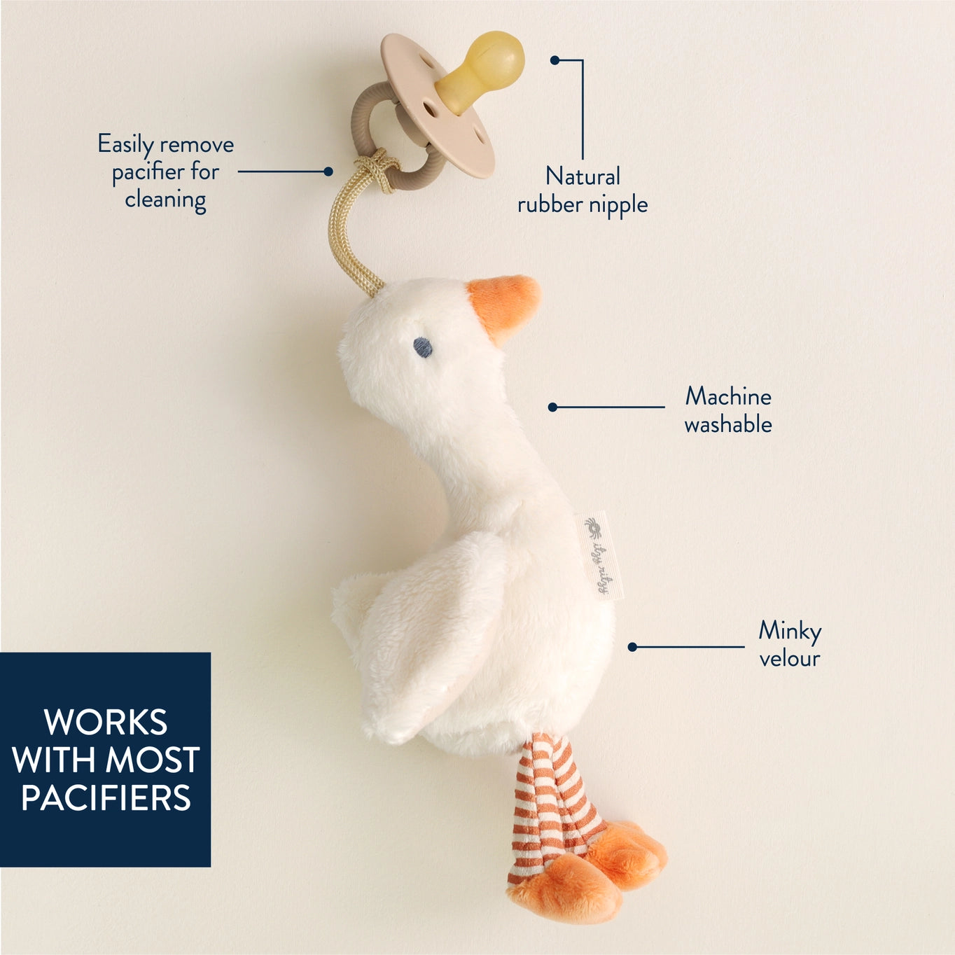 Bitzy Pal Natural Rubber Pacifier & Plush - Goose