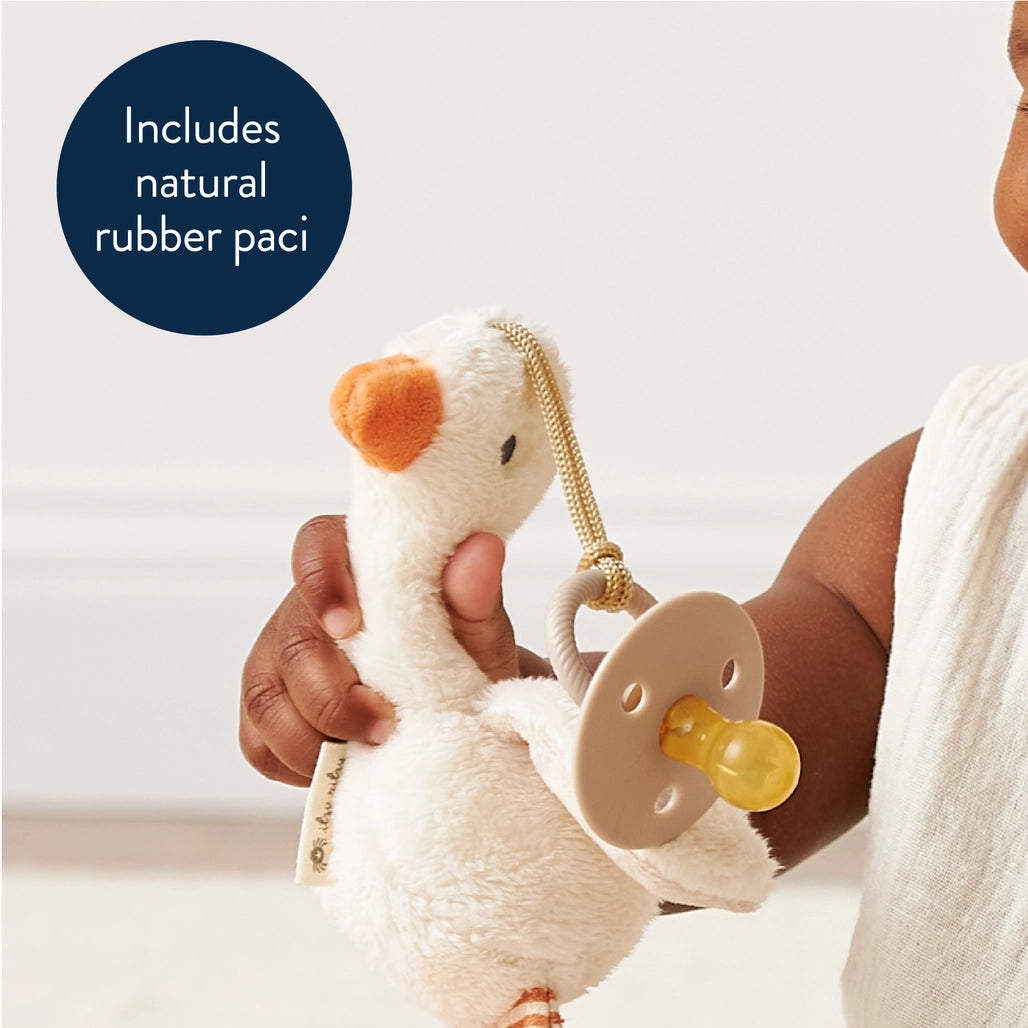 Bitzy Pal Natural Rubber Pacifier & Plush - Goose