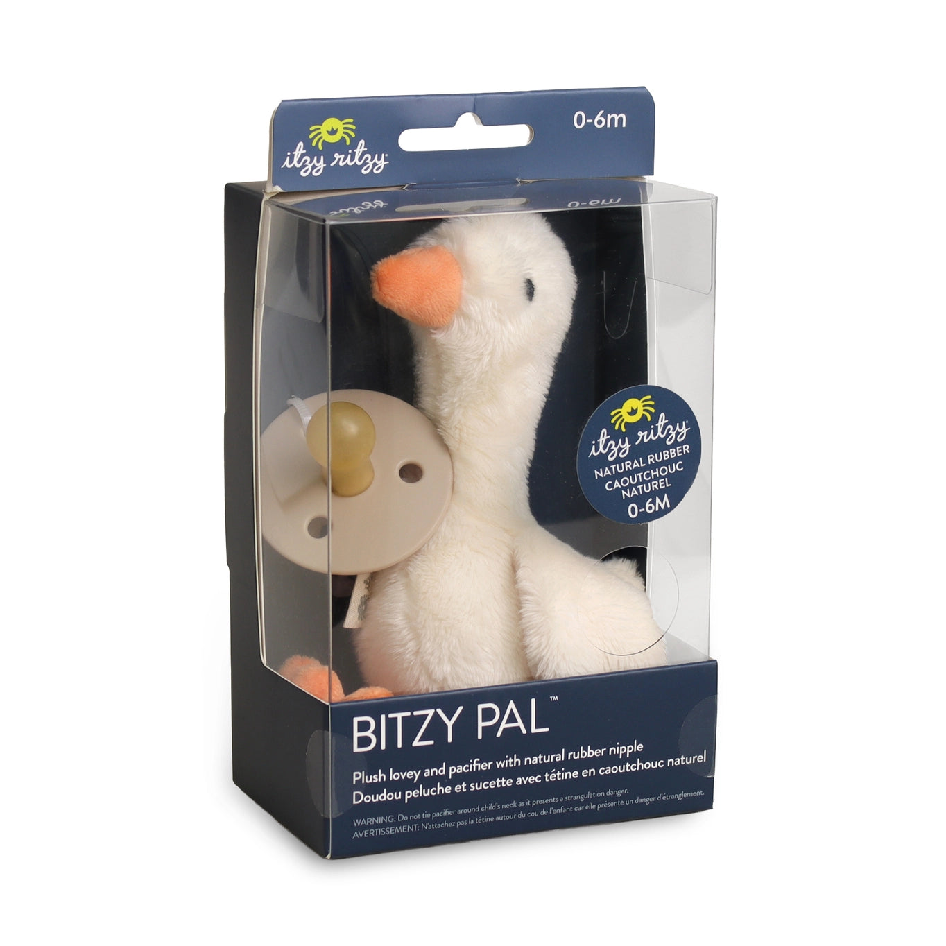 Bitzy Pal Natural Rubber Pacifier & Plush - Goose