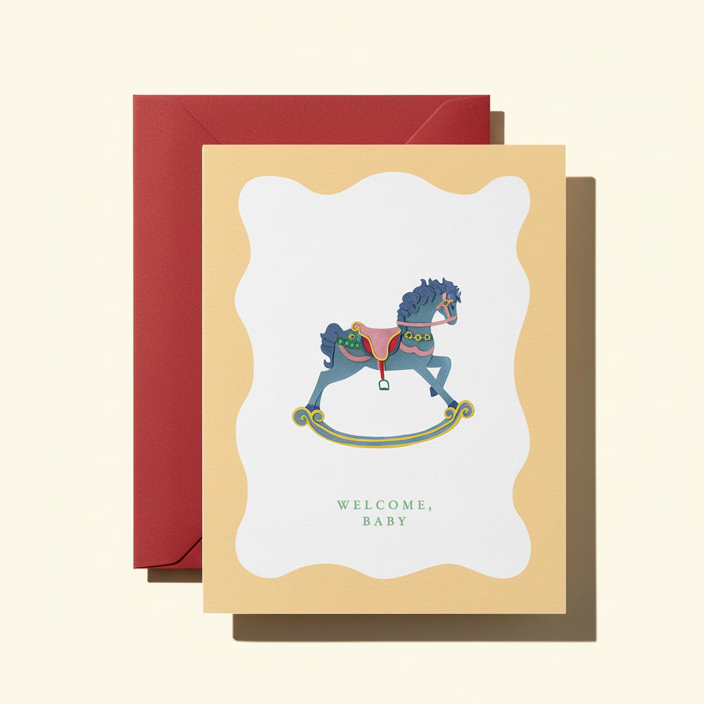 Welcome, Baby Rocking Horse Card
