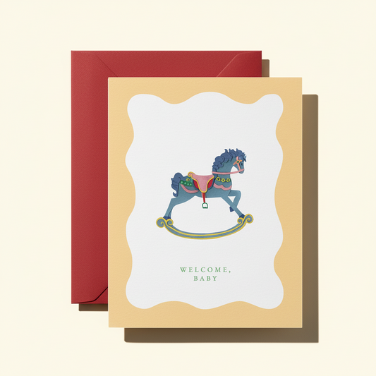 Welcome, Baby Rocking Horse Card