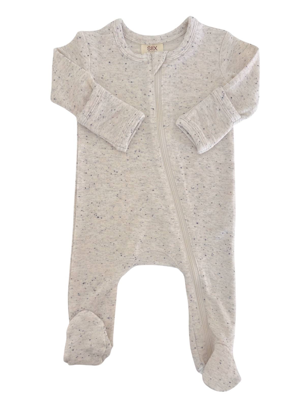 Speckle 2-Way Footed Zip Onesie | Dove