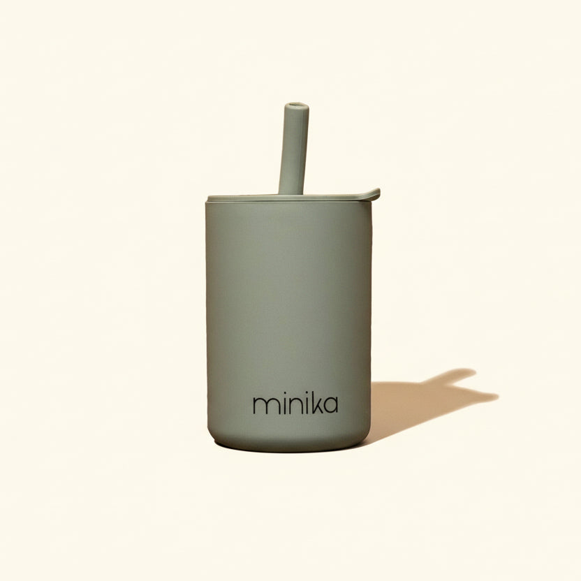 Straw cup with lid - Sage