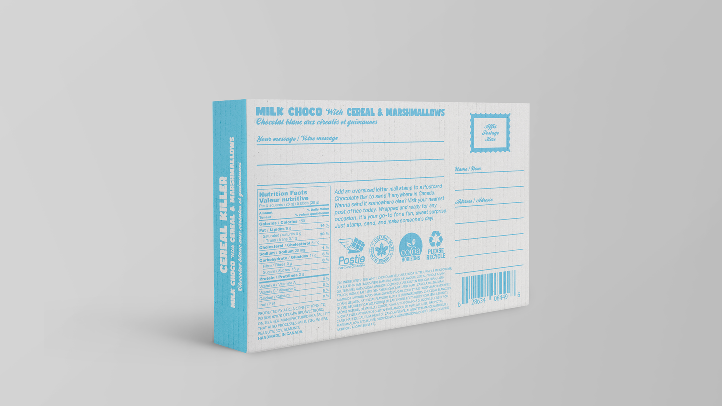Cereal Killer White Postcard Chocolate Bar