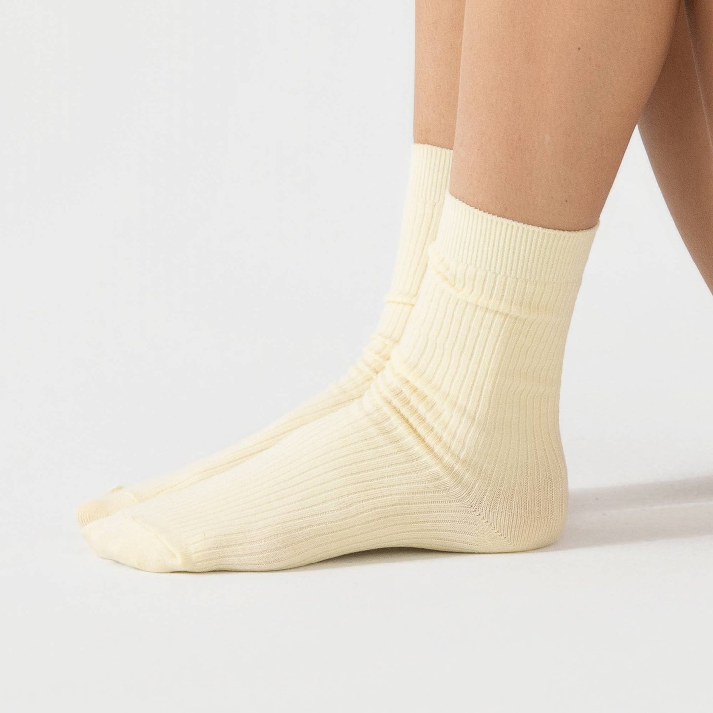 Ribbed Combed Cotton Everyday Crew Socks | Yellow