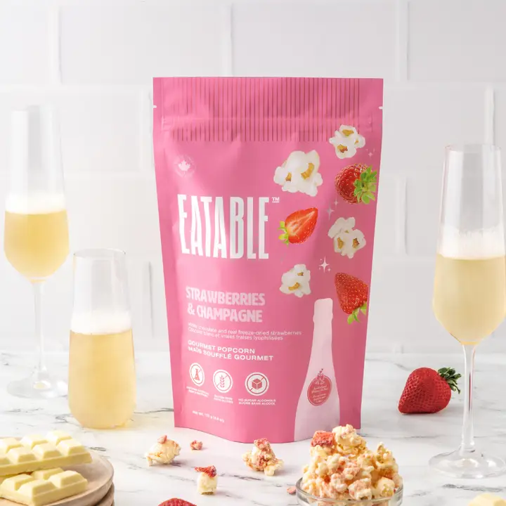 Strawberries & Champagne White Chocolate Popcorn