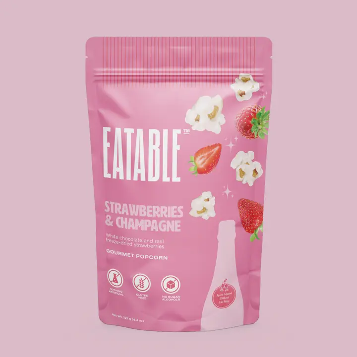 Strawberries & Champagne White Chocolate Popcorn