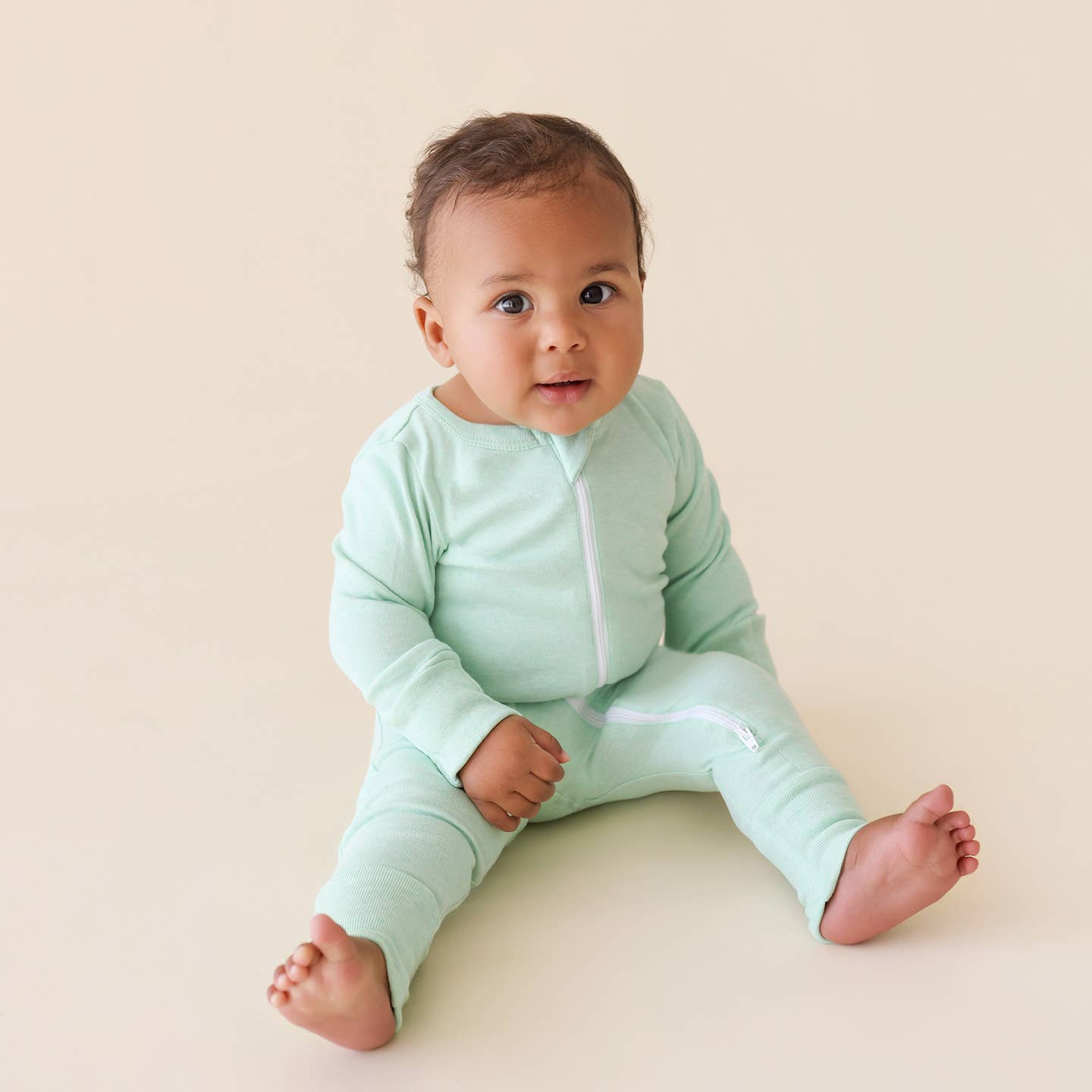Melange 2-Way Zipper Romper | Mint
