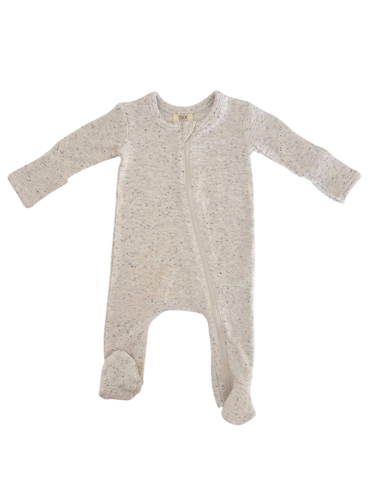 Speckle 2-Way Footed Zip Onesie | Dove