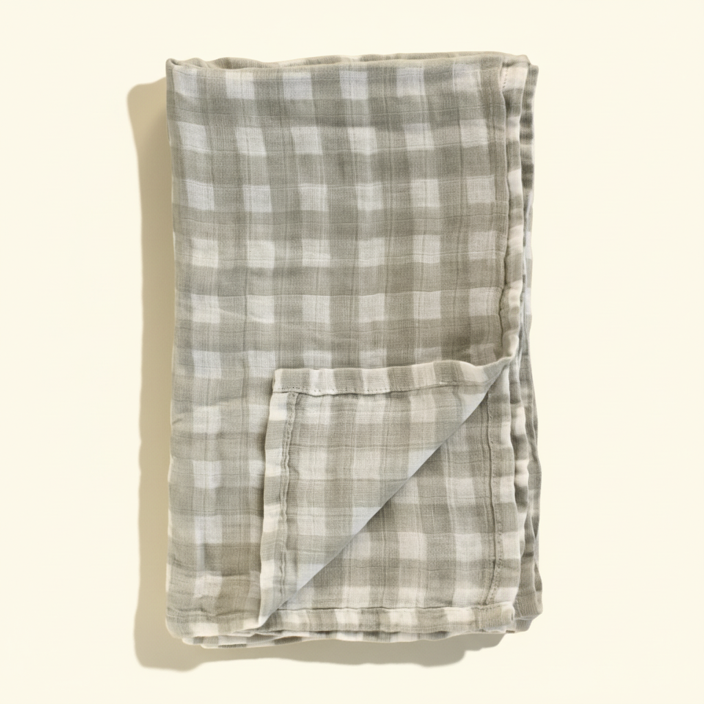 Sage Gingham Muslin swaddle